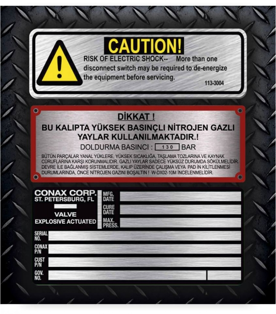 Kalıp etiketi örneği