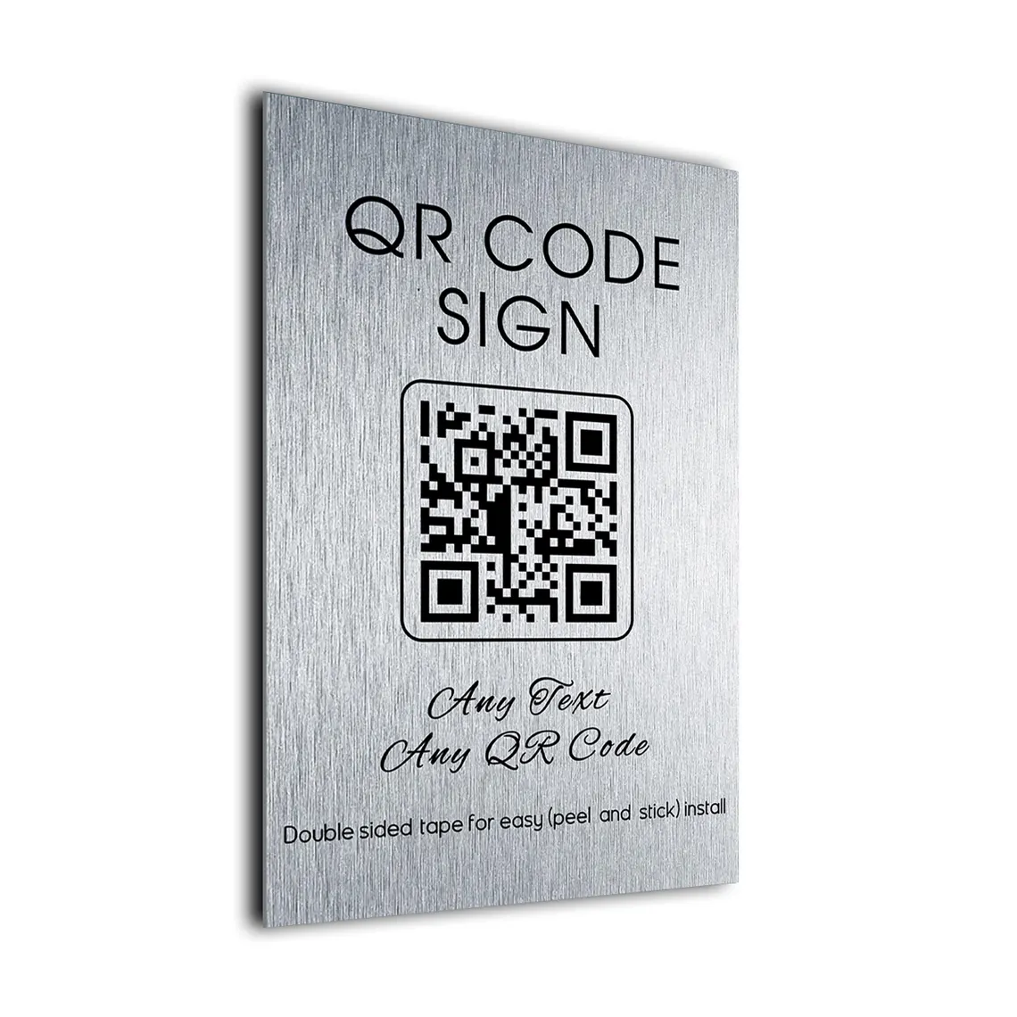 Çift taraflı bantlı fırçalı metal QR kod tabelası
