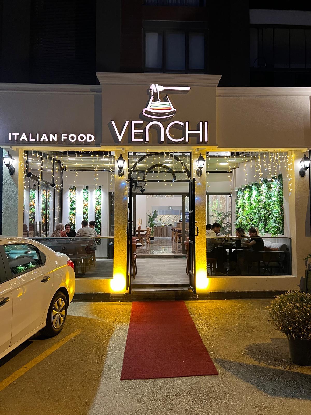 Venchi restoran ışıklı dış cephe tabelası