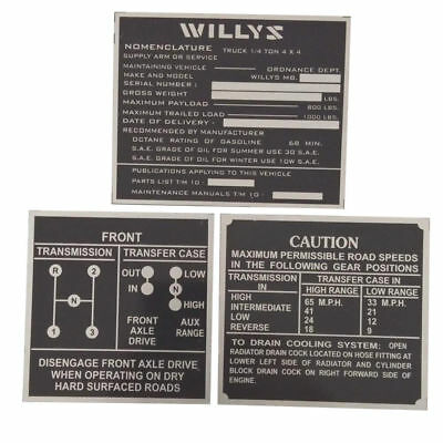 Jeep Willys Orjinal Etiketleri